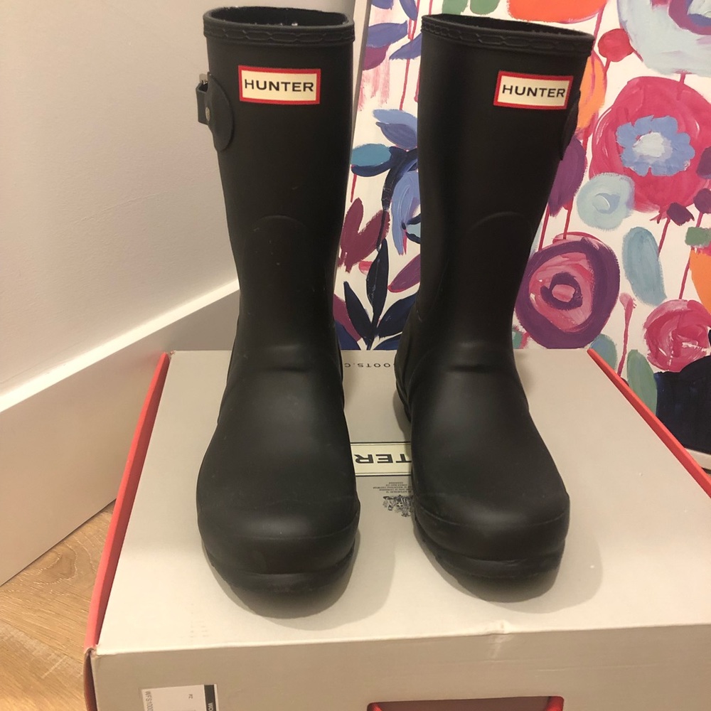 Hunter Rain Boots Women Original Short Black Rain Boots Size 8!